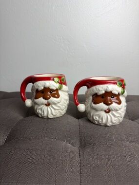 Santa Claus Mug Set of 2 Christmas Ceramic Coffee Mugs Holiday Drinkware